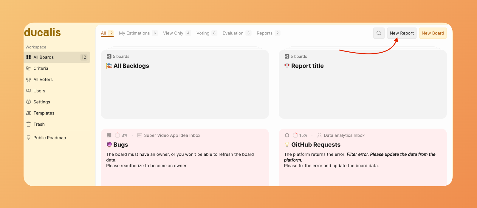 New Report をクリックして作成