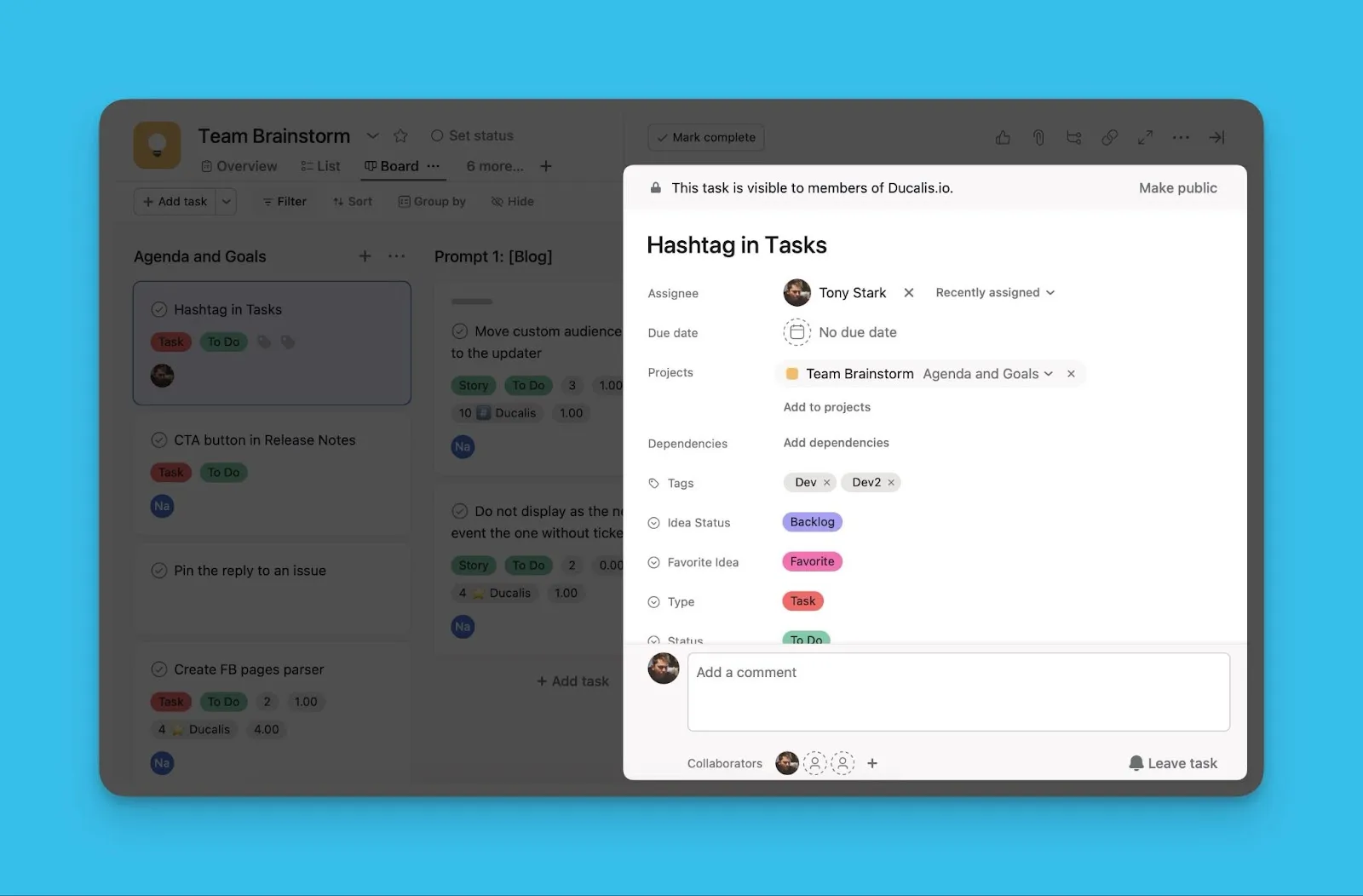 Asana で正常に作成された課題