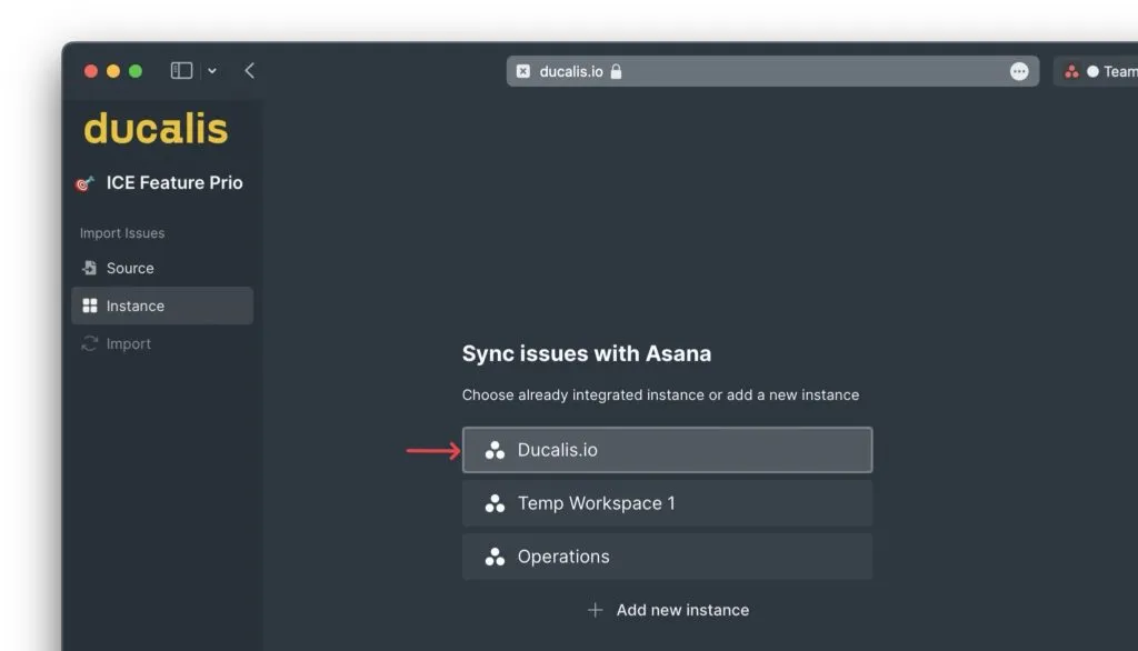 ワークスペース選択ドロップダウン