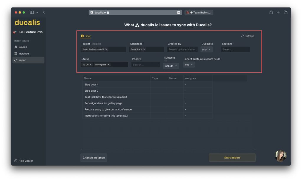 Sync-Regeln-Konfigurations-Oberfläche