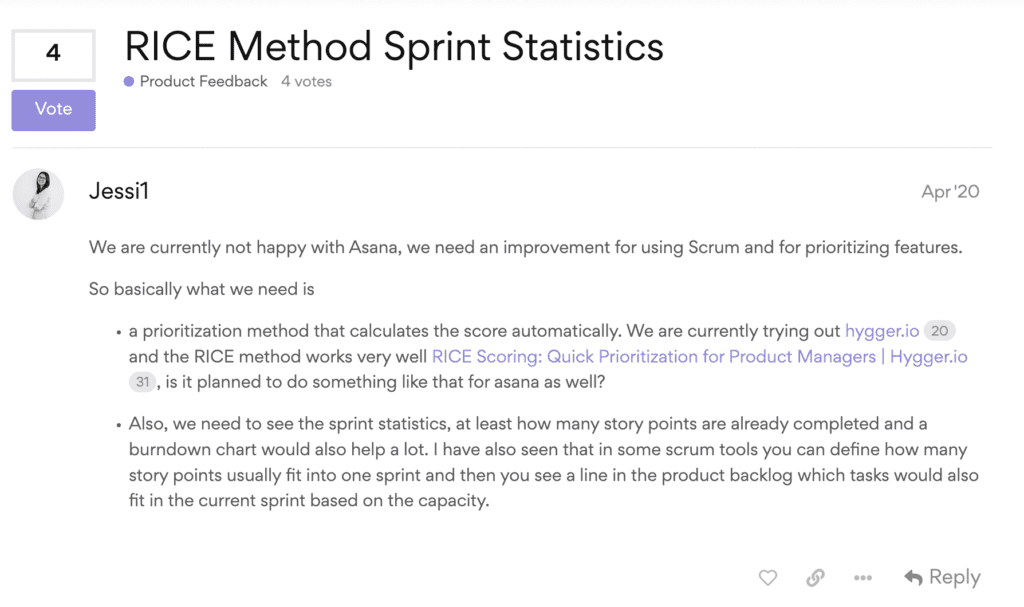 Asana コミュニティフォーラムでの優先順位付け機能リクエスト