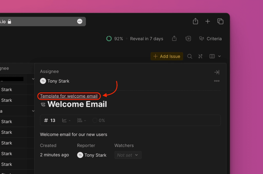 親タスクリンク付きのサブタスクカード