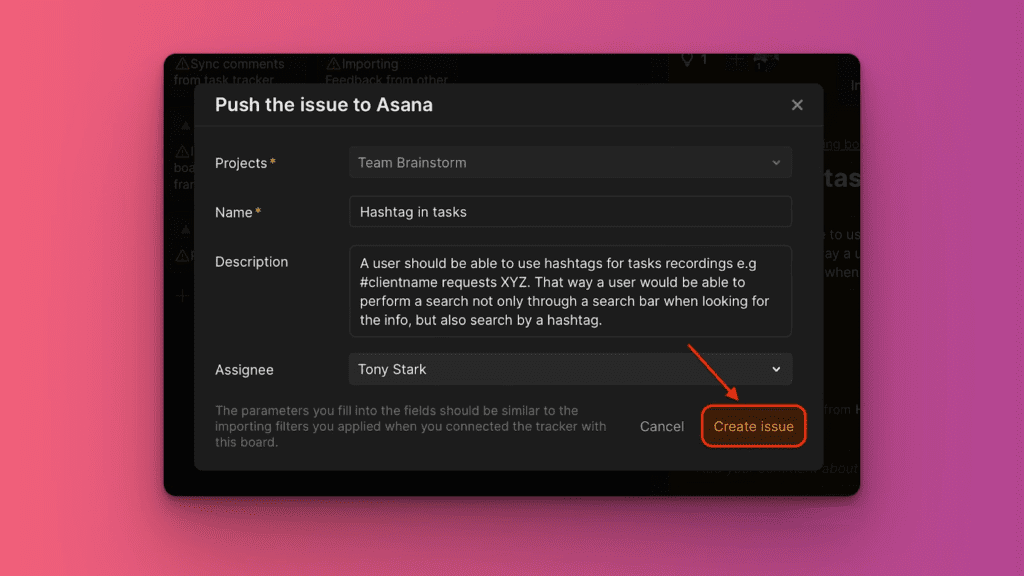 Erfolgsbestätigung nach dem Erstellen des Vorgangs aus Idee