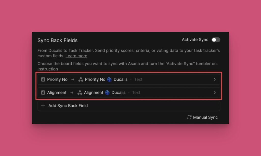 Standard-Sync-Back-Felder: Priority und Alignment
