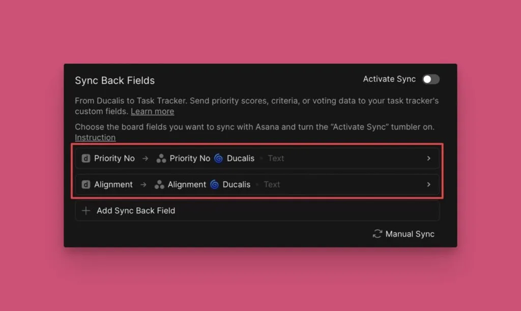 デフォルトの逆同期フィールド: Priority と Alignment
