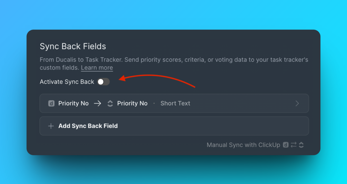 同期を有効化するトグルスイッチ