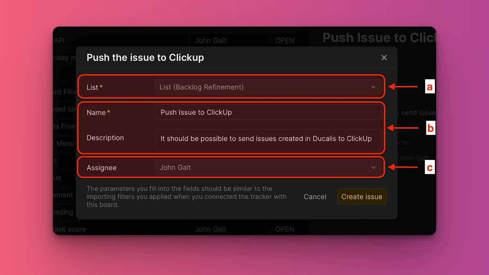 Vorgangserstellungsformular mit Projekt-, Name-, Beschreibungs- und Zugewiesene-Feldern
