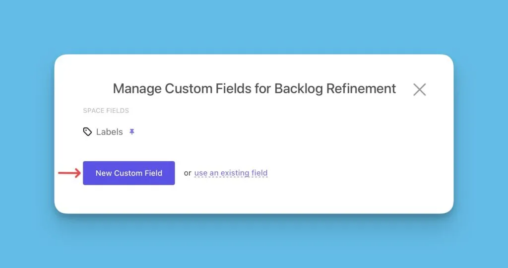 スペース設定の新規カスタムフィールドボタン