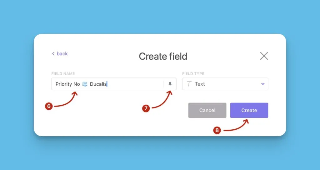 貼り付けた名前でカスタムフィールドを作成