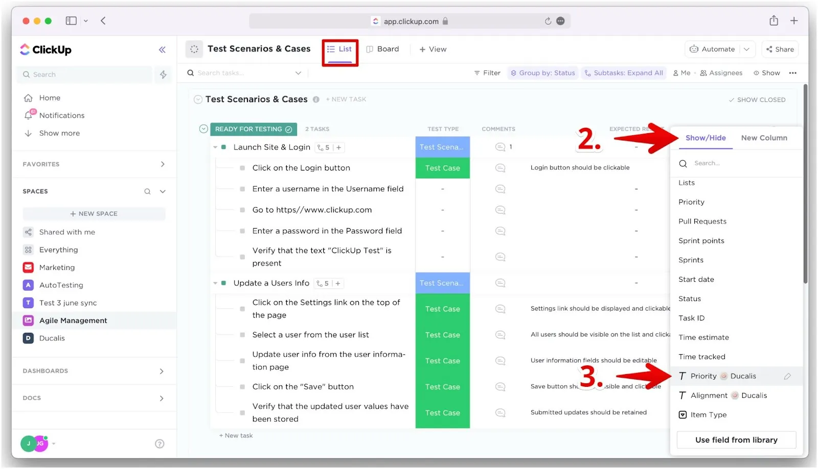 リストビューに Priority フィールドを追加