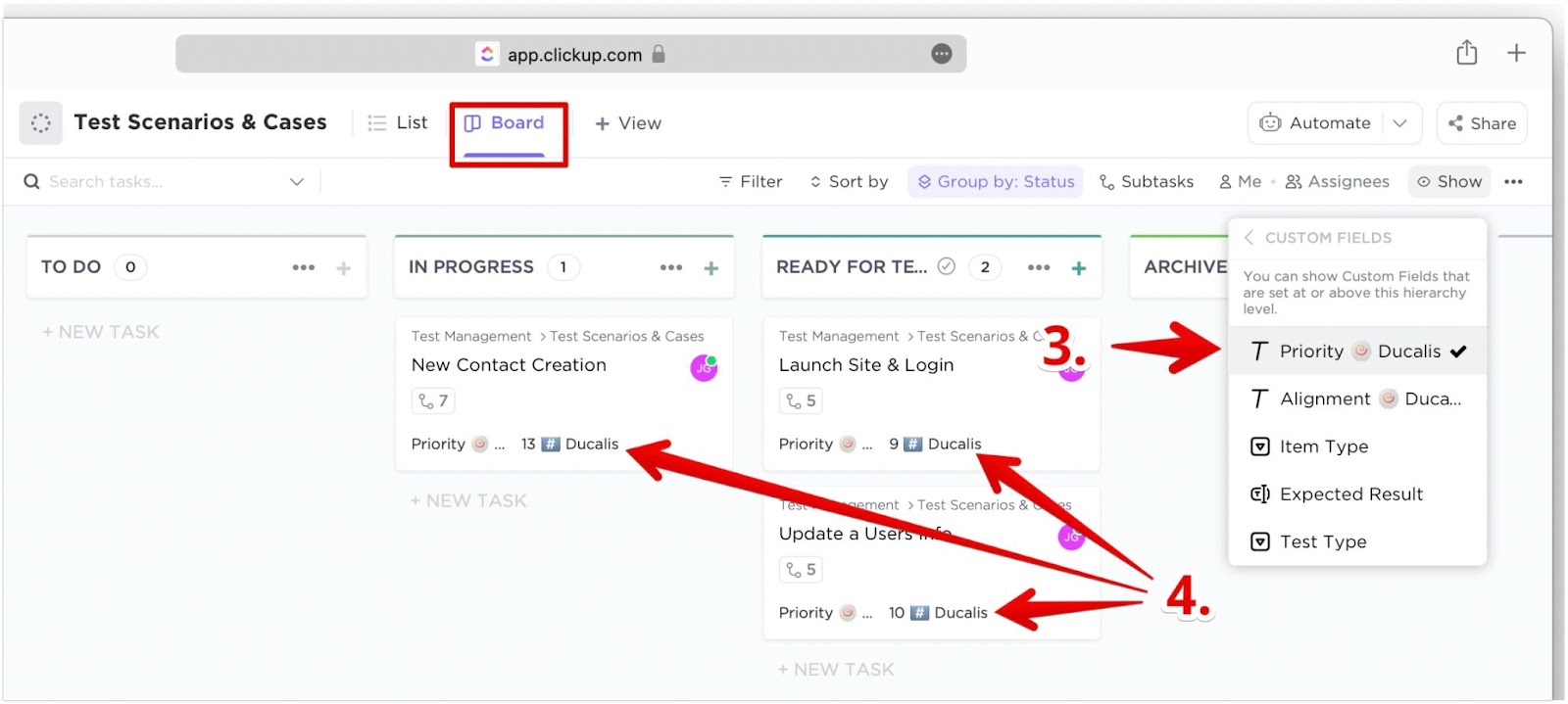 Prioritäts-Rang auf Board-Ansicht-Aufgabenkarten angezeigt