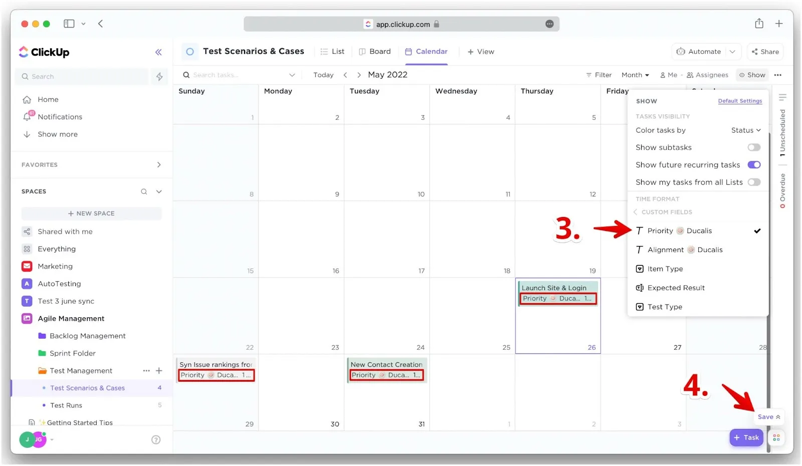 カレンダービューのタスクカードの優先度ランク