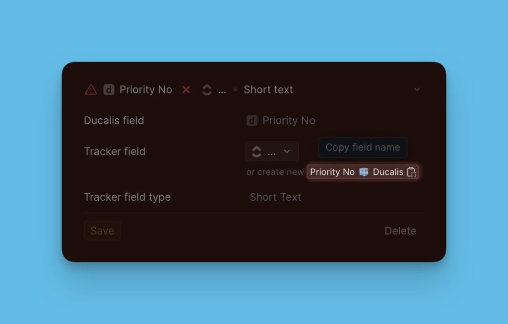 Feldnamen aus Sync-Einstellungen kopieren