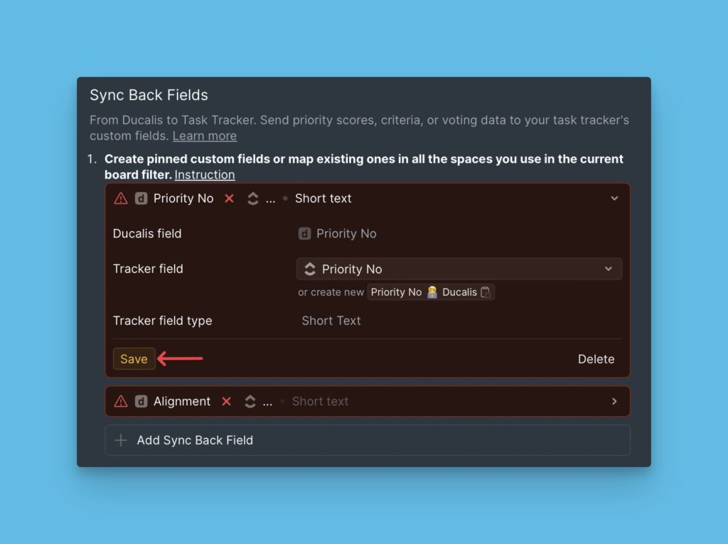 Feldzuordnungskonfiguration speichern