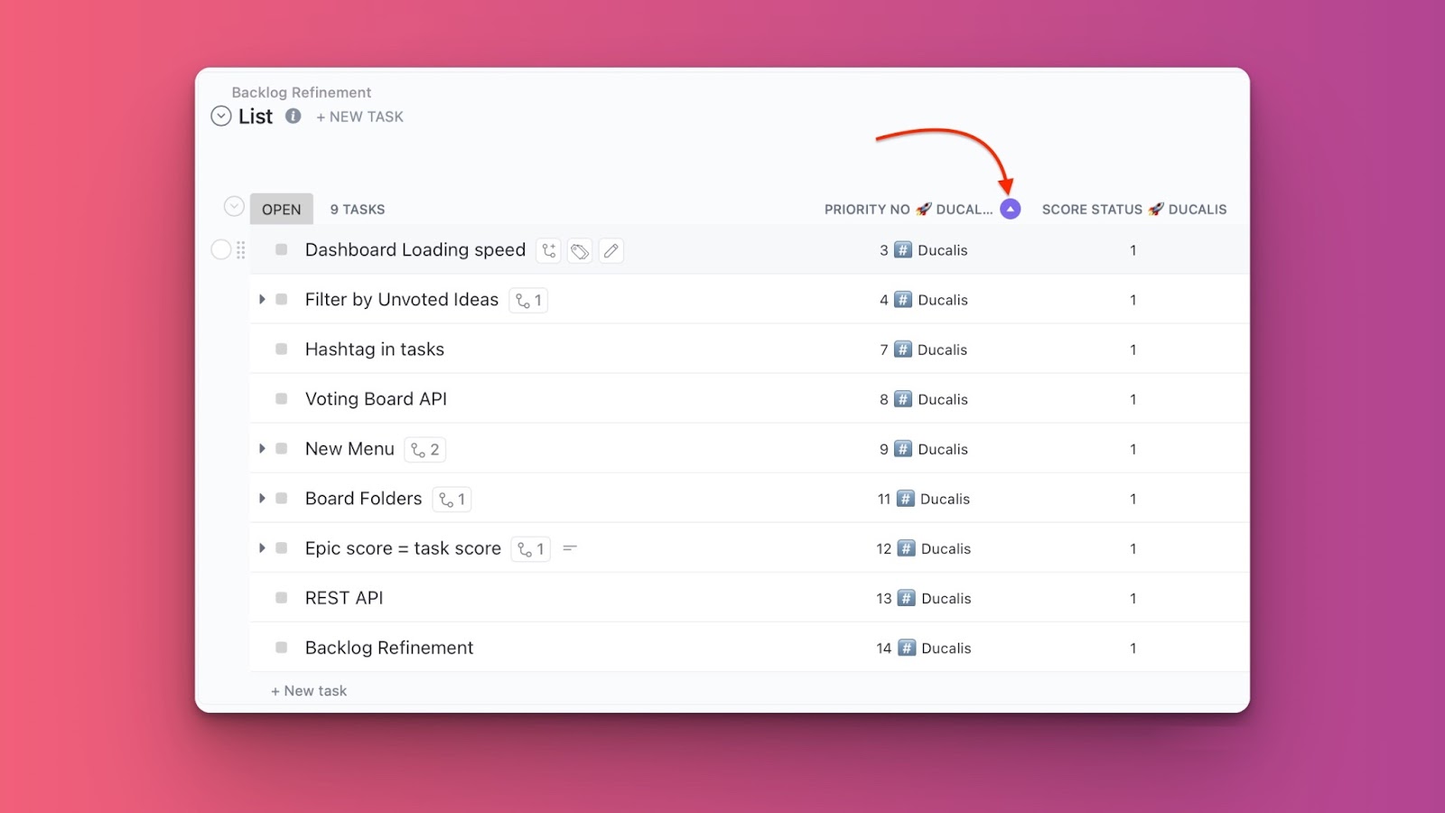 Aufgaben nach Priorität in Listenansicht sortieren