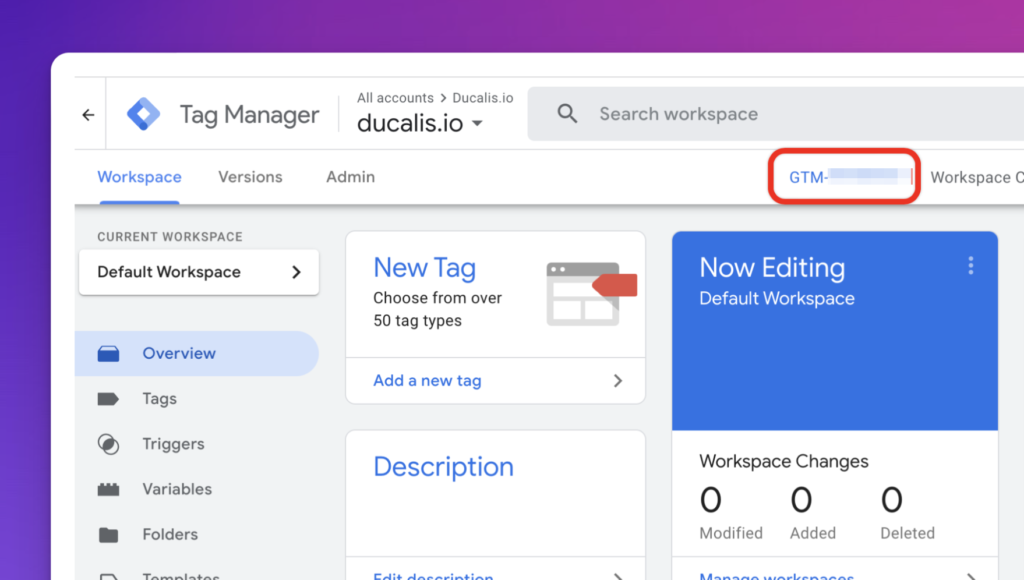 Standort der Container ID im Workspace-Header