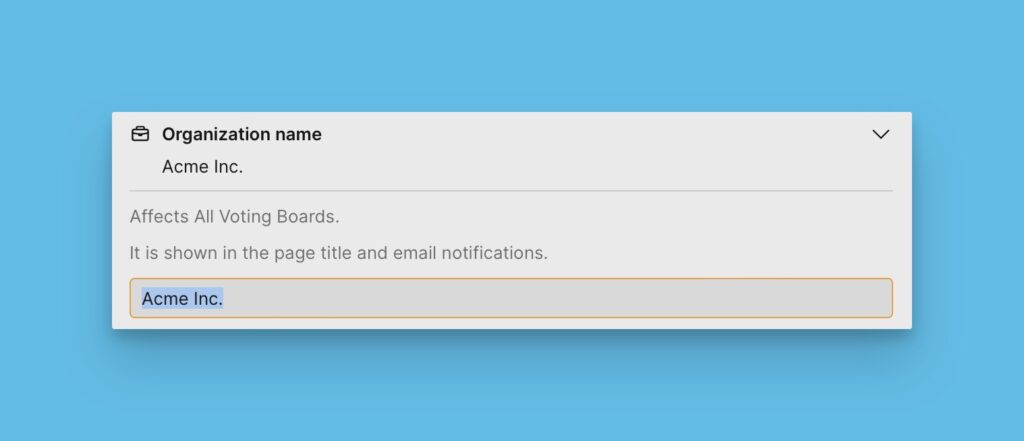 Feld für Organisationsname