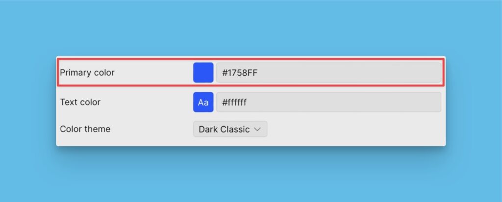 Primärfarbauswahl mit Farbpalette