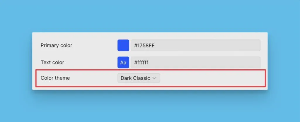 ダークテーマとライトテーマを示すカラーテーマオプション