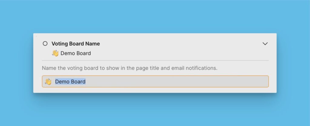 Feld für den Namen des Voting Boards