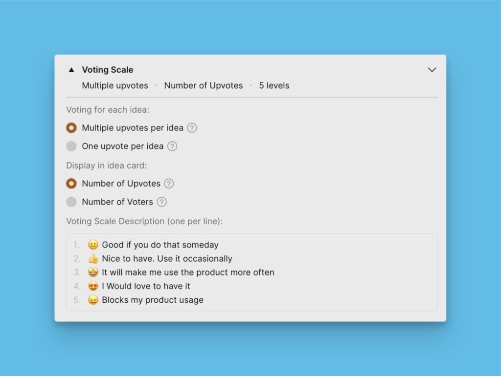 Voting-Skala-Konfigurationsoptionen