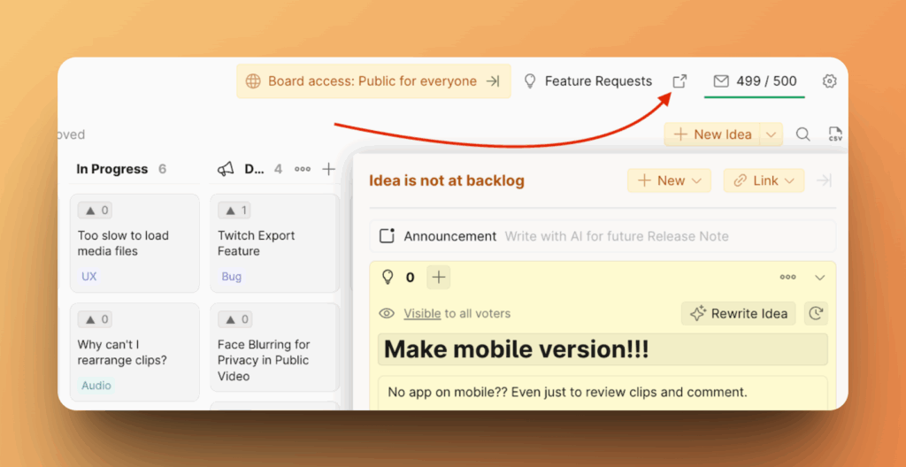 パブリックロードマップにアクセスするためのリンクアイコン