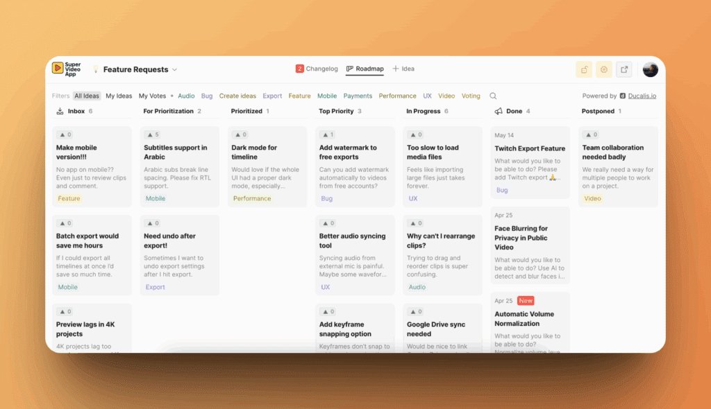 外部ユーザー向けパブリックロードマップビュー