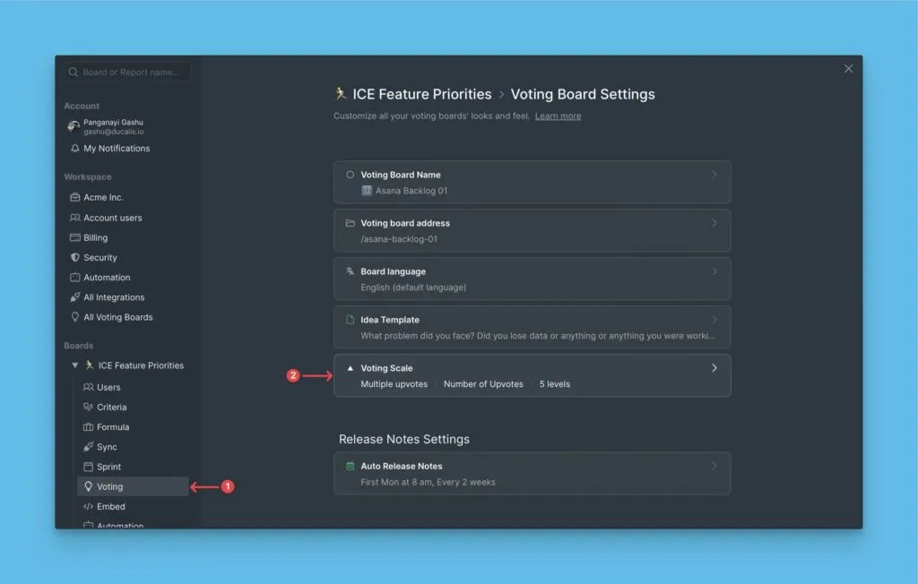 アイデア投稿と投票セクションの投票ブロック