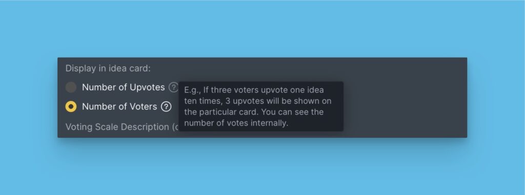 Ideenkarte mit Anzeige der Anzahl der Abstimmenden