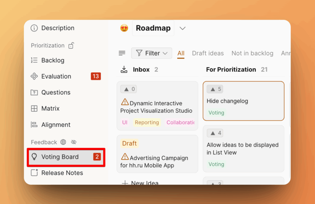 投票ボードのインターフェース