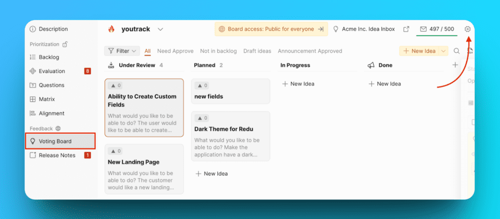 投票ボード設定の場所