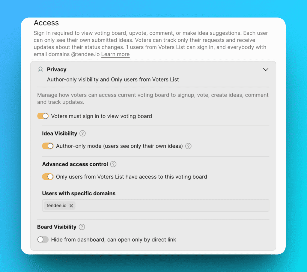 Beispiel für kombinierte Privatsphäre-Einstellungen