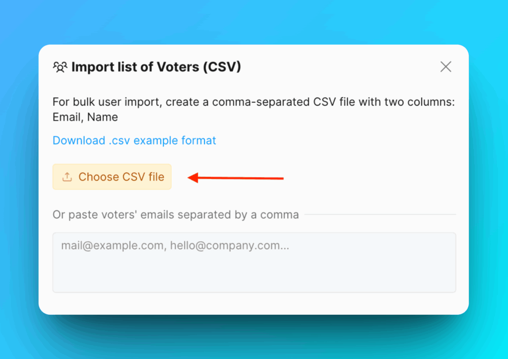 CSV-Datei-Upload-Dialog