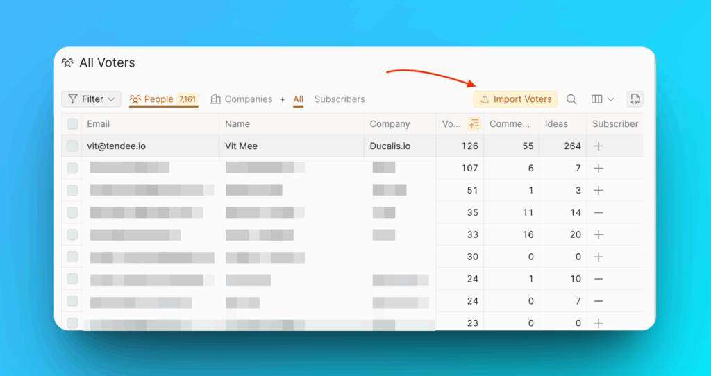 投票者をインポートボタン
