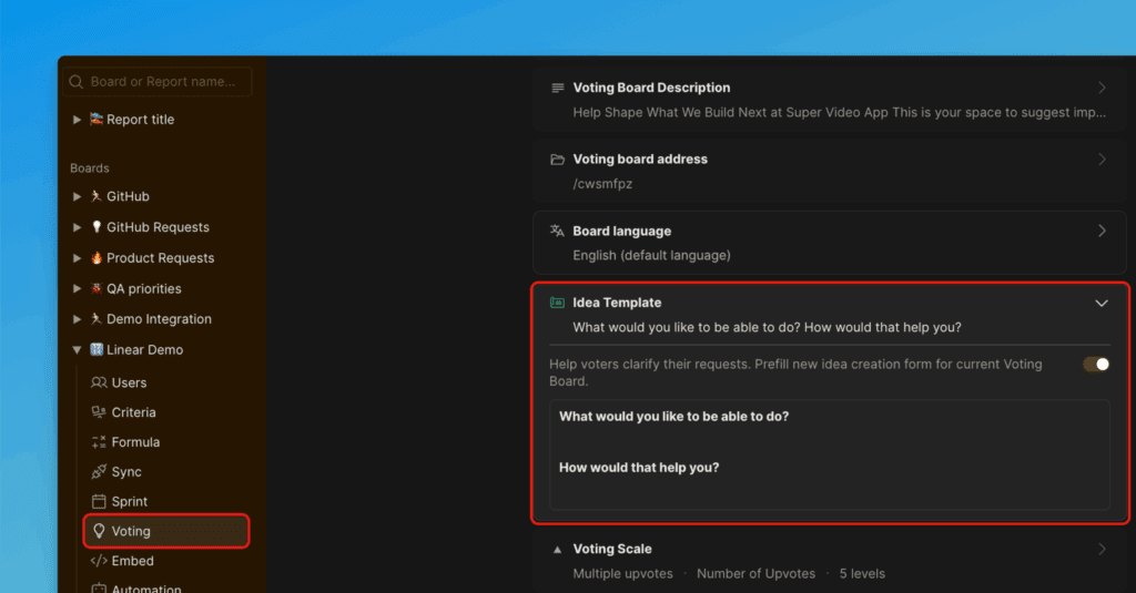 Ideen-Vorlagen-Editor