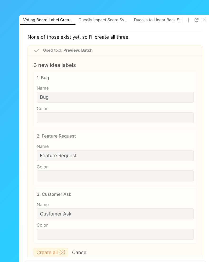 Create voting labels in bulk