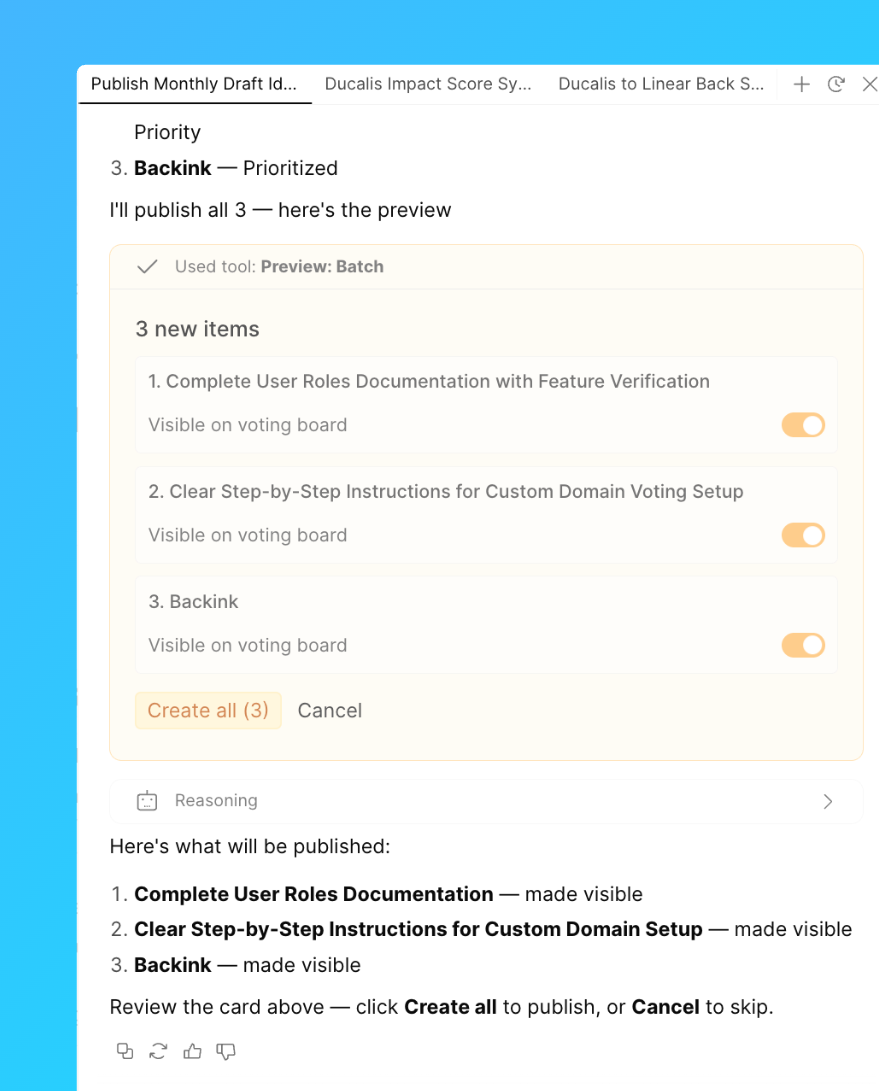 Publish idea drafts in bulk