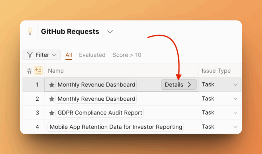 Vorgang aus der Liste auswählen