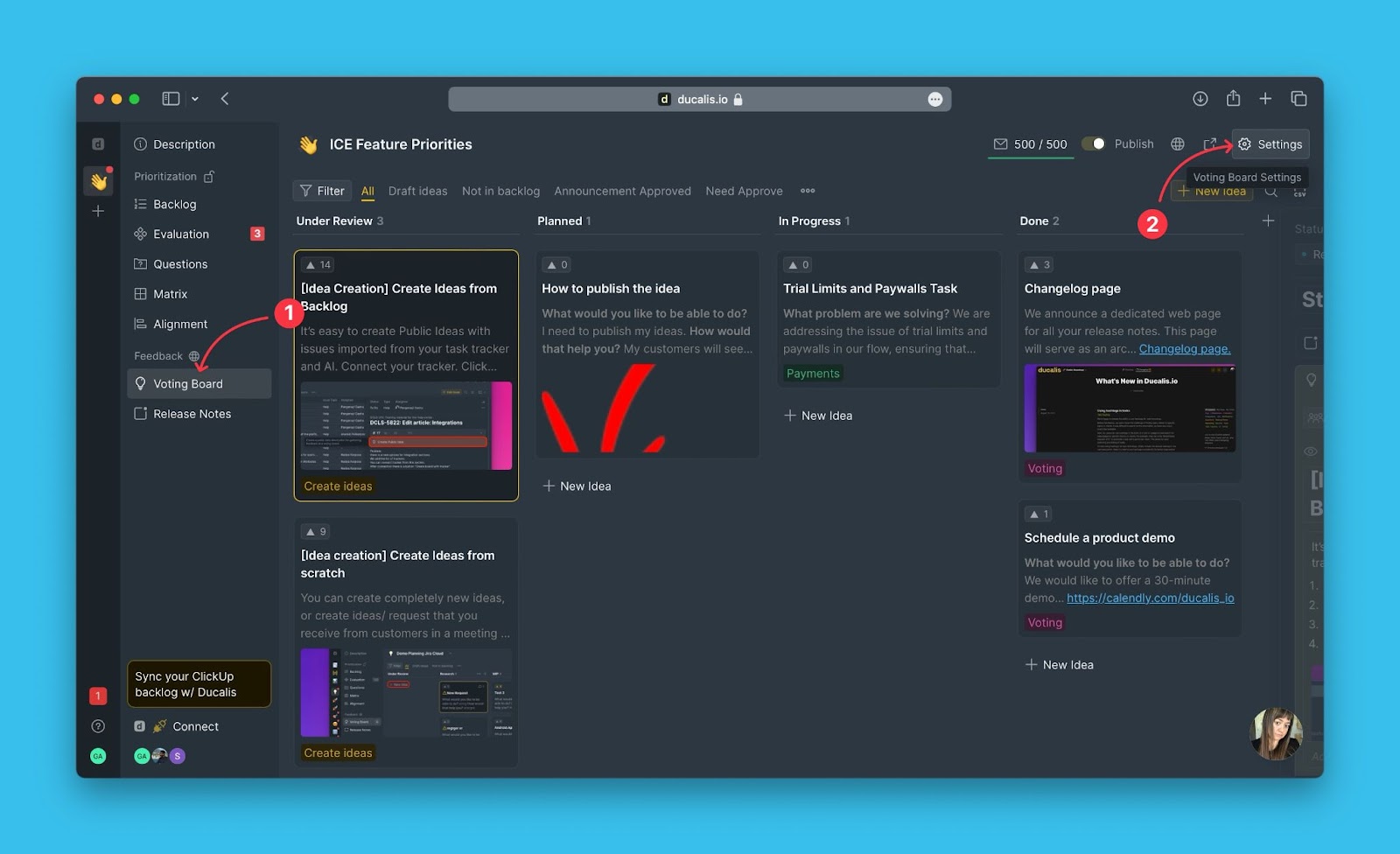 Voting-Board-Admin-Seite