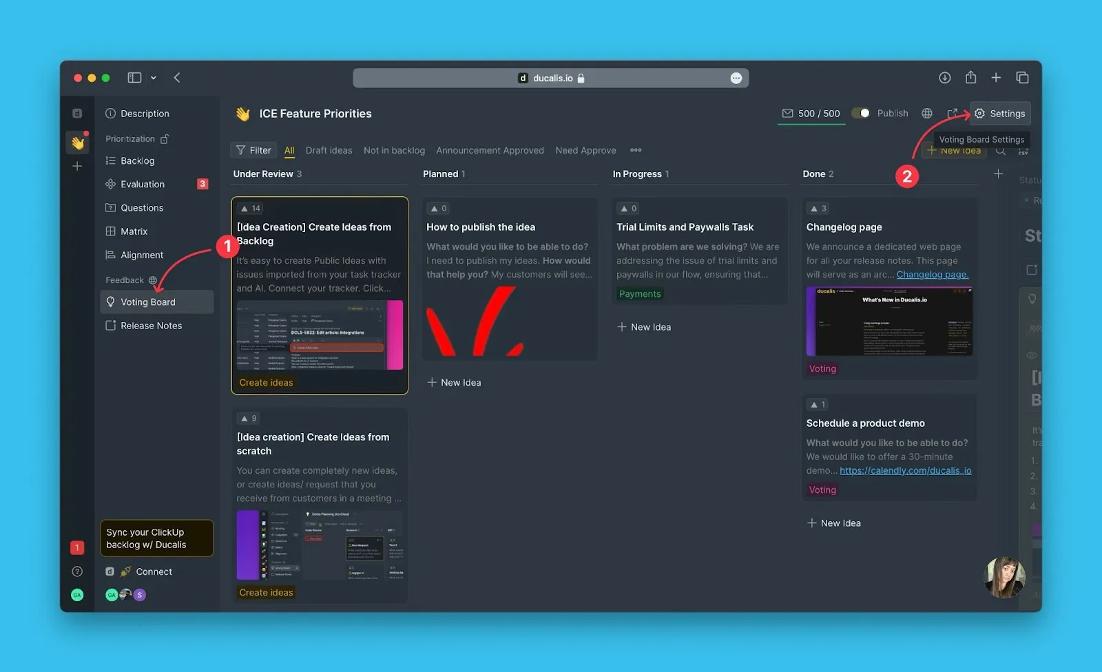 投票ボード管理ページ