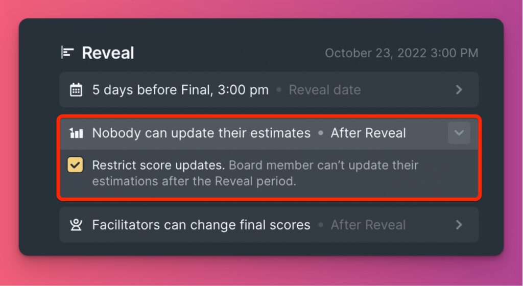 Bewertungsänderungen nach dem Aufdecken blockieren