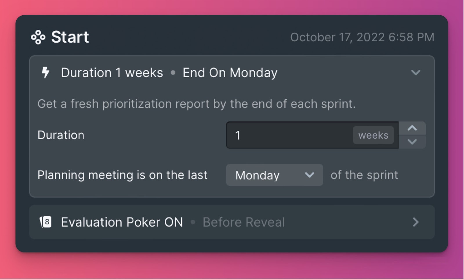 Einstellungen der Bewertungsphase