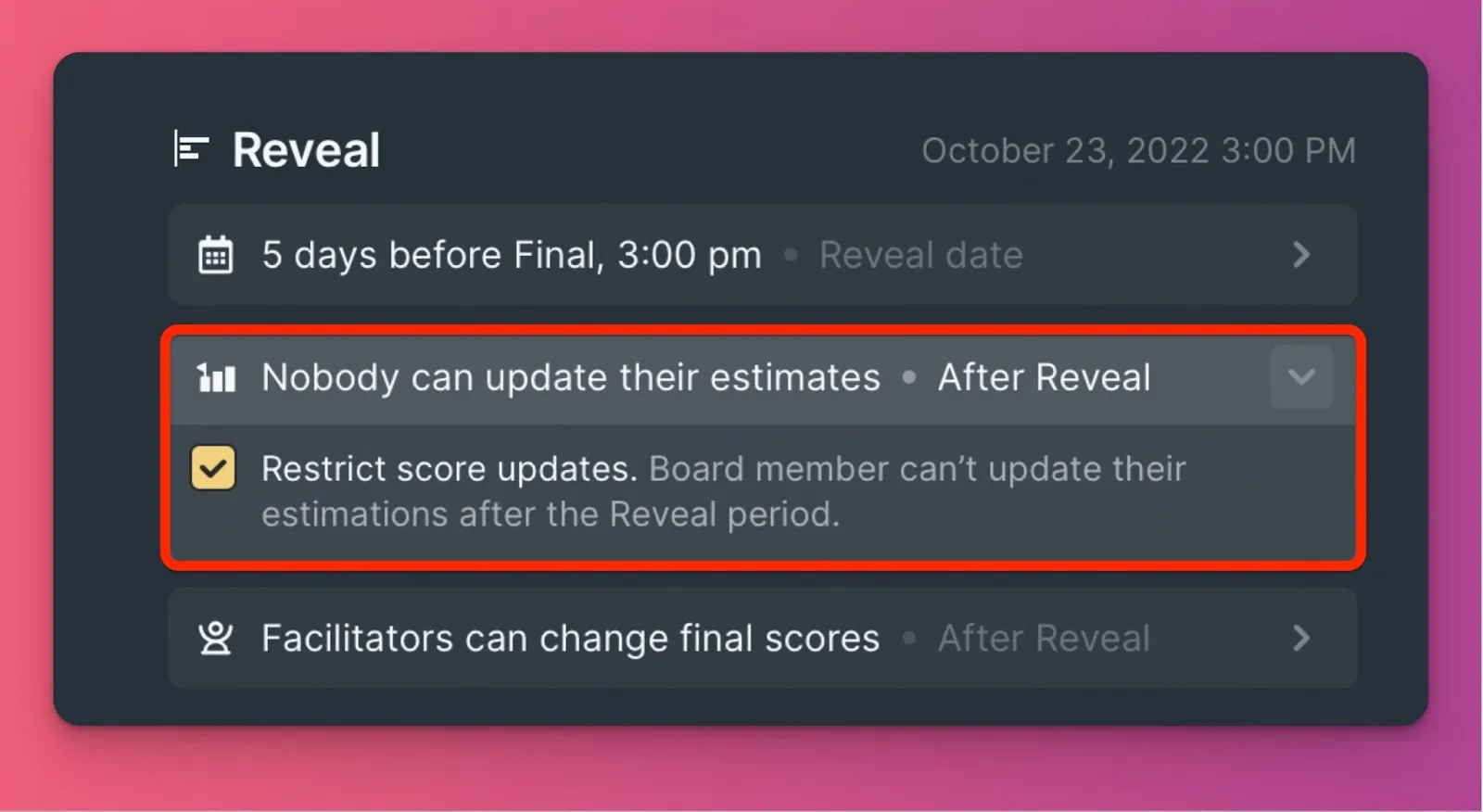 公開後のスコア編集をブロックする設定