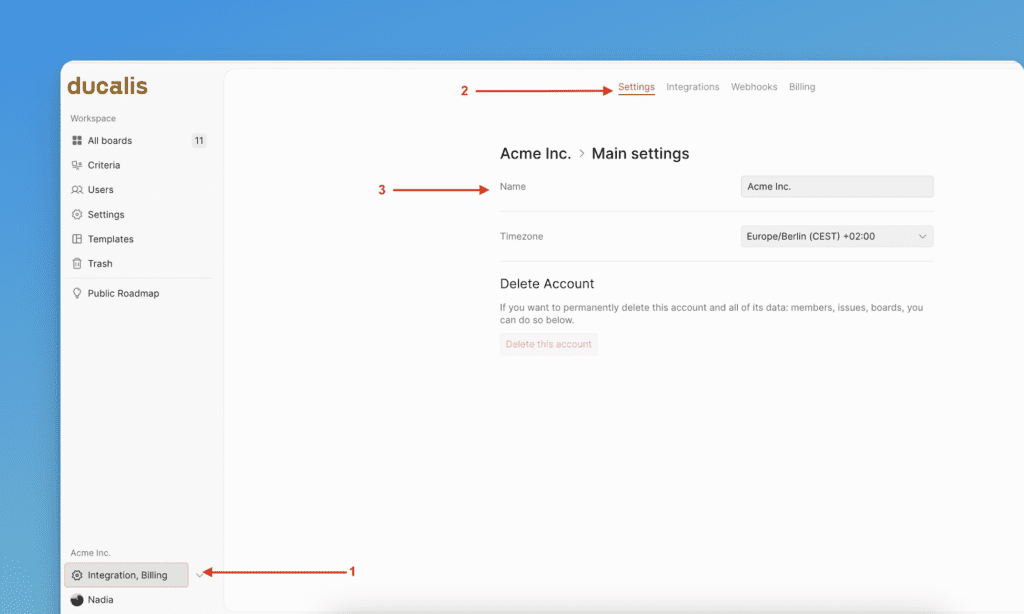 Speicherort der Organisations-Einstellungen