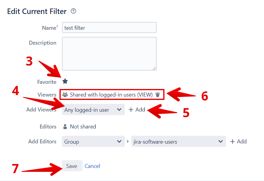 Jira Server Filterberechtigungseinstellungen mit Option für angemeldete Benutzer