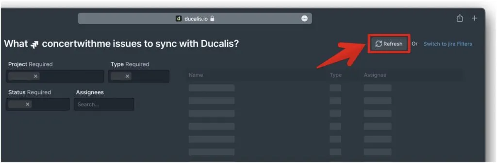 インポートページの更新ボタンの位置