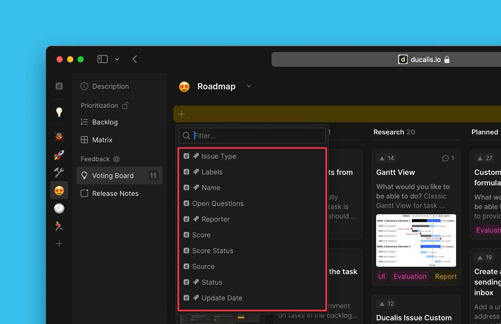 リンクされた課題フィルタオプション