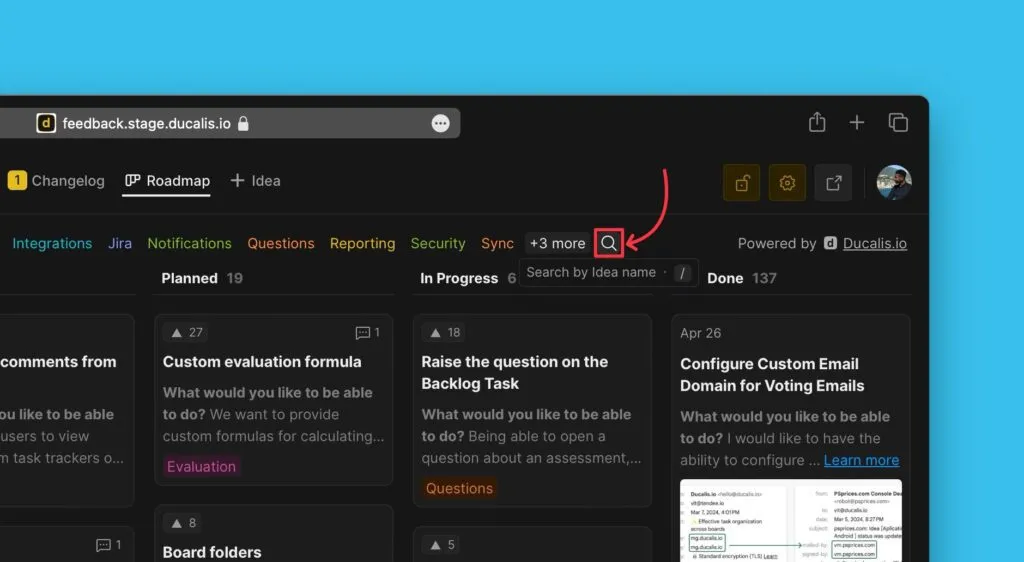 検索アイコンの場所