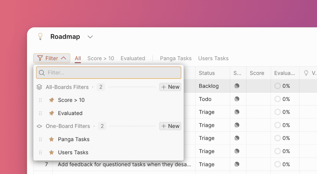 Filter-Dropdown-Liste