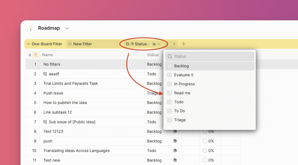 Filterparameter-Optionen